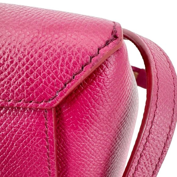 Celine  Micro Belt Grained Calfskin Leather Shoulder Bag Burgundy - Picture 12 of 16